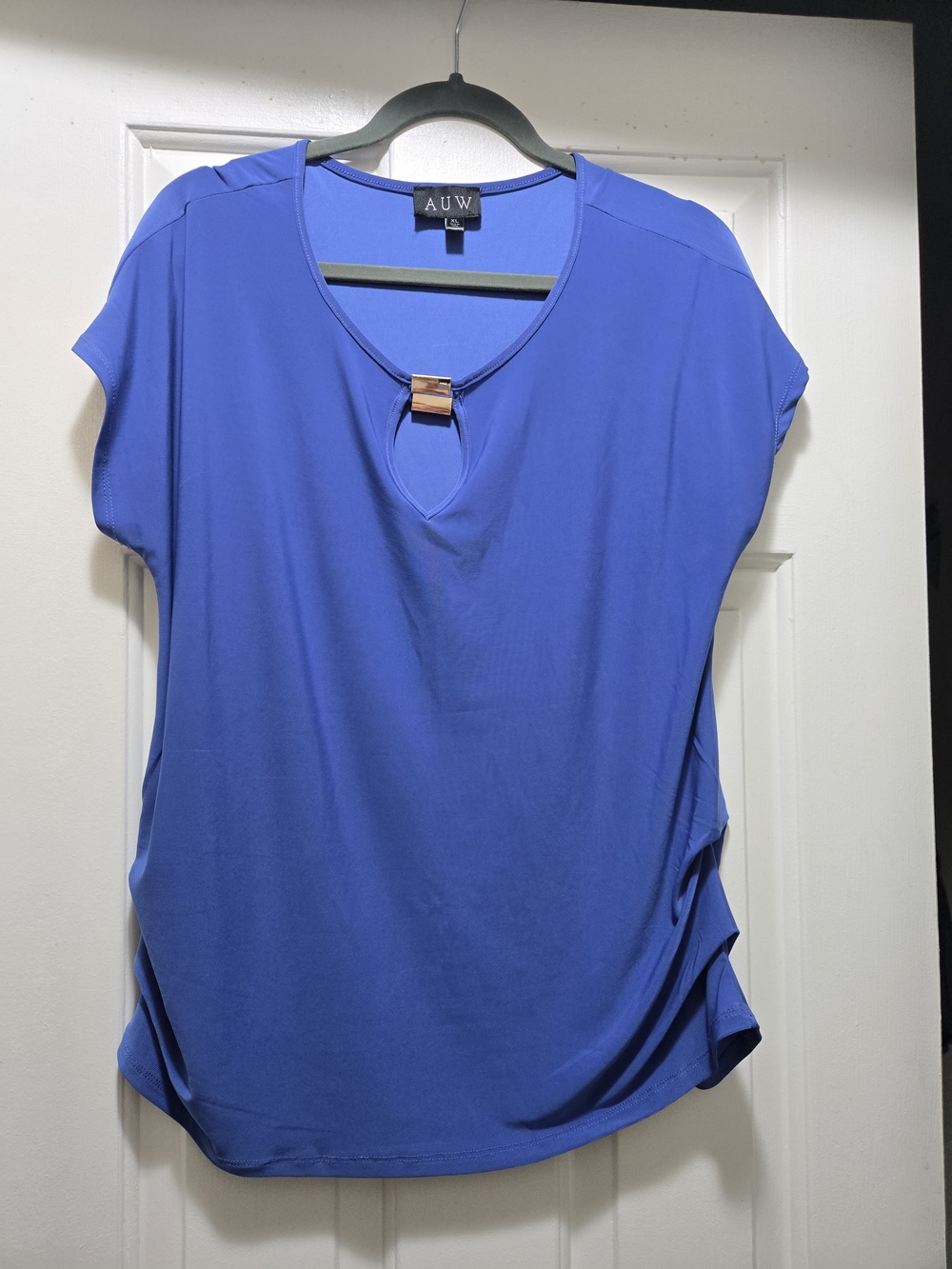 AUW Women’s Royal Blue Short Sleeve Keyhole Top